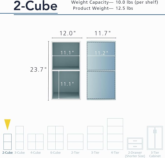 Homes: Inside + Out Apexa 2-Cube Storage Organizer Shelves, Stackable Wood - Image 3