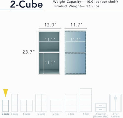 Homes: Inside + Out Apexa 2-Cube Storage Organizer Shelves, Stackable Wood - Image 3