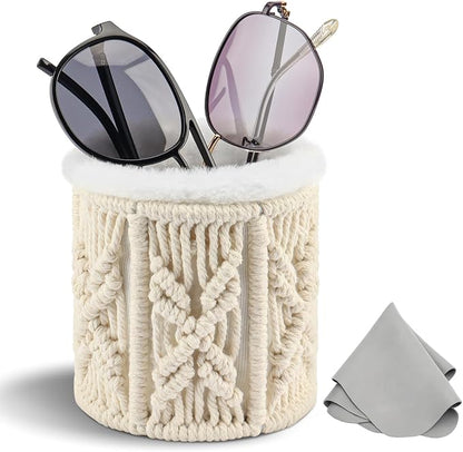 RayLove Glasses Holder for Nightstand, Boho Decor Eyeglass Case, Plush Lined by RAYLOVE