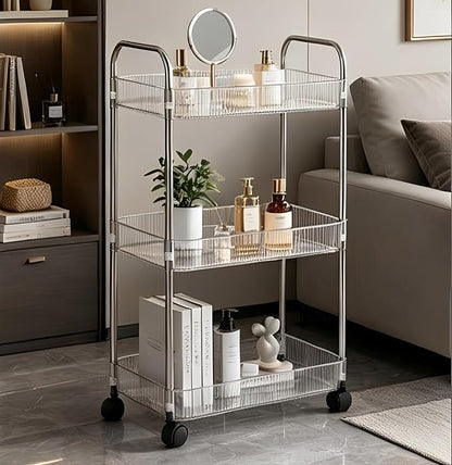 Sooyee Clear 3-Tier Plastic Rolling Utility Cart - Image 5