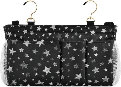 Sparkly Silver Stars Bedside Caddy by QwThum