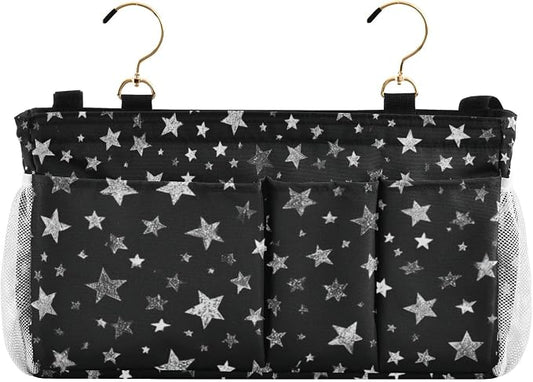 Sparkly Silver Stars Bedside Caddy by QwThum