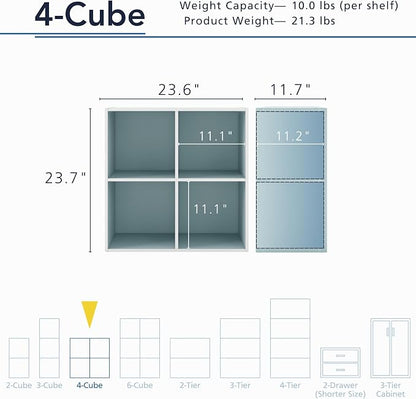 Homes: Inside + Out Apexa 4-Cube Storage Organizer Shelves, Stackable Wood - Image 3
