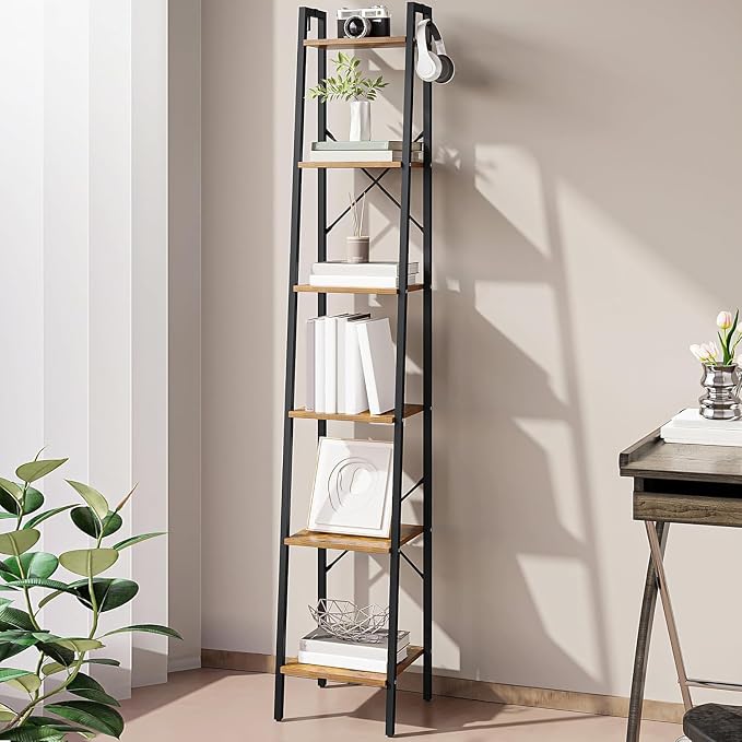 Hzuaneri Ladder Shelf, Freestanding Corner Storage Shelf | Bookcase by Hzuaneri