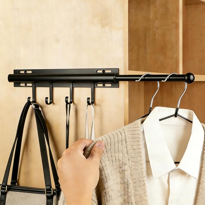 12in，Valet Rod，Valet Rod For Closet Pull Out，（Black） Closet Rod，Hanging by Unknown
