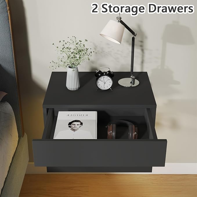 Floating Nightstand Set of 2, Modern Bedside Tables - Image 4
