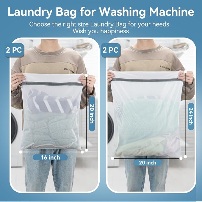 Large Mesh Laundry Bags for Delicates, Delicate Laundry Bag, Travel Clothing - Image 2