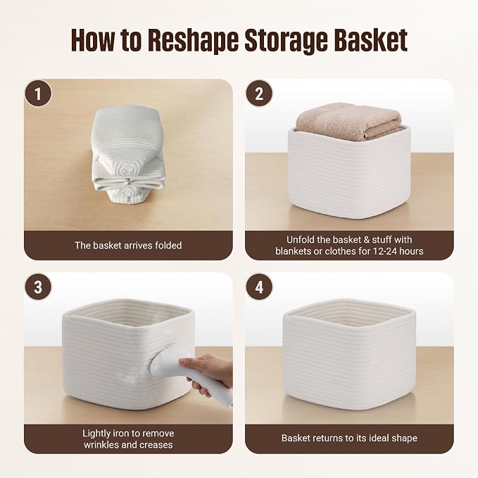 5-Pack Storage Cubes Woven Rope Baskets, 2 Sizes Organizer Bins | Ideal - Image 7