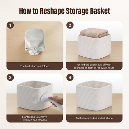 5-Pack Storage Cubes Woven Rope Baskets, 2 Sizes Organizer Bins | Ideal - Image 7