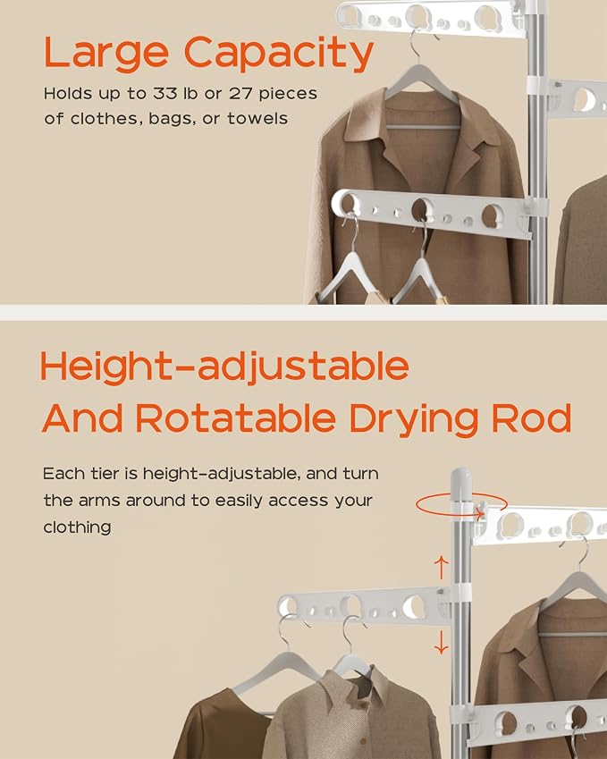 CASAMAYA Clothes Drying Rack Foldable, 70.9 inch Tripod Drying Rack - Image 6