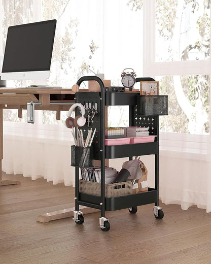 ALVOROG 3 Tier Metal Rolling Utility Cart - Image 2