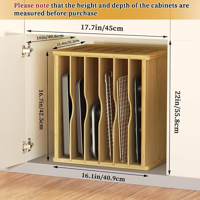 7 Tier Wooden Cabinet Tray Dividers, Kitchen Cabinet Tray Divider - Image 3