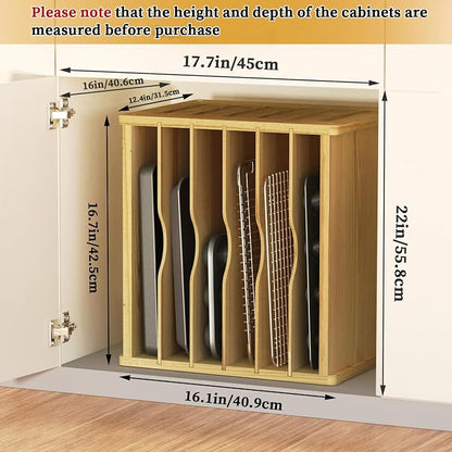 7 Tier Wooden Cabinet Tray Dividers, Kitchen Cabinet Tray Divider - Image 3