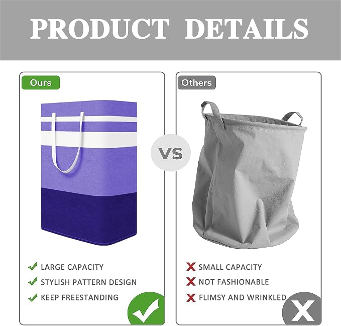 2-Pack Foldable Laundry Basket, Large Laundry Baskets - Image 3