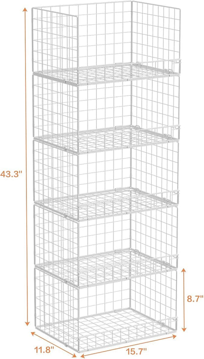 Yociyoga 5-Tier Stackable Closet Organizers and Storage Basket - Image 3