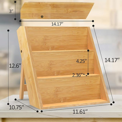 Bamboo Spice Rack Organizer for Kitchen Counter, 3 Tier Foldable Spice Shelf - Image 10