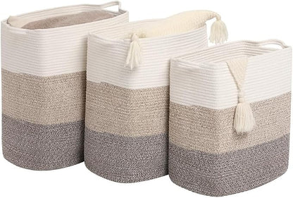 Tall Laundry Basket With Handles, Woven Cotton Rope Big Laundry Hamper Sorters - Image 6