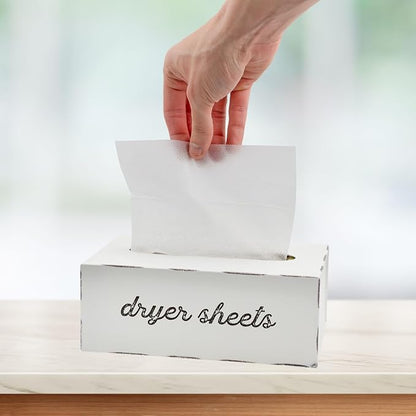 AuldHome Design Dryer Sheet Dispenser; Countertop Rustic White Fabric Softener - Image 7