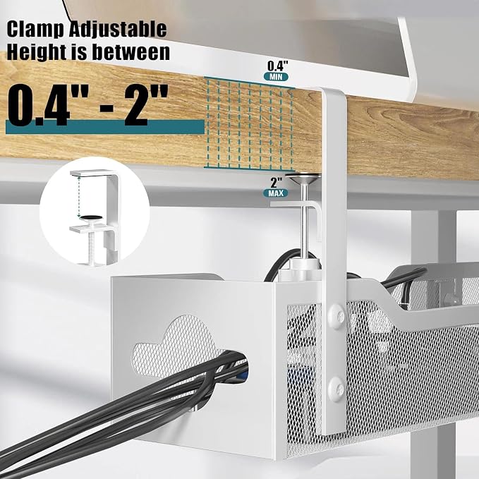 Under Desk Cable Management Tray 32'', Cable Management Under Desk No Drill - Image 3
