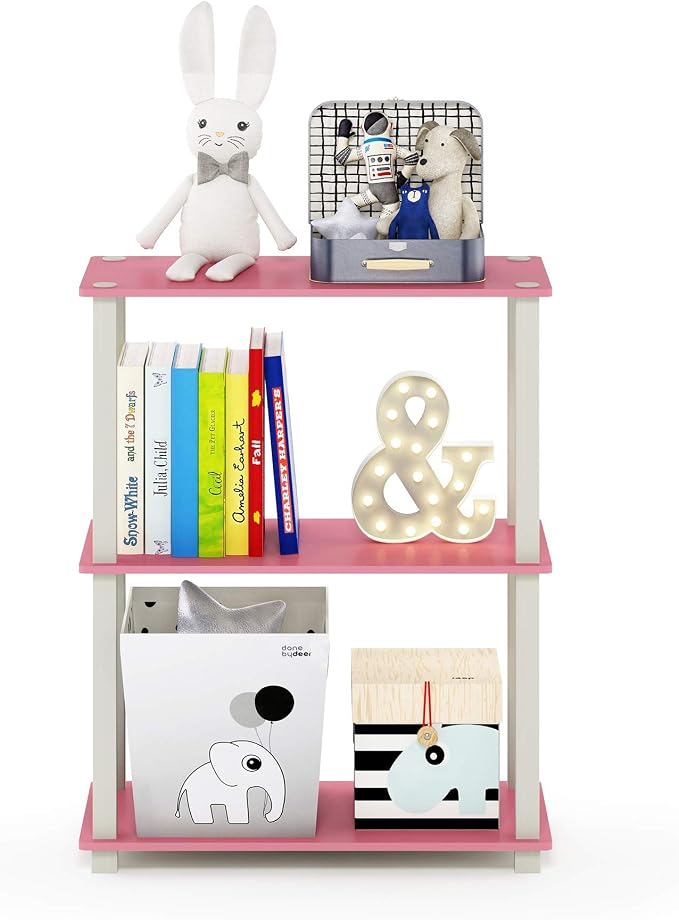 Furinno TURN-S-TUBE Storage Shelves, 3-Tier Book Shelf, Corner Shelf, Toolless - Image 4