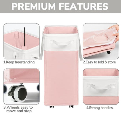 Goodpick Laundry Basket with Wheels, 75L Tall Clothes Hamper, Large Laundry - Image 4