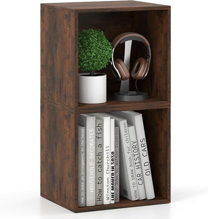 Giantex 2-Cube Bookcase, Stackable Cube Storage Organizer w/Open Bookshelf by Giantex