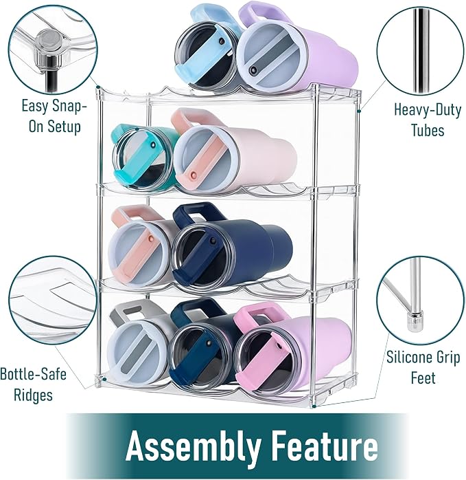 Water Bottle Organizer Stackable 4 Tier Rack - Image 6