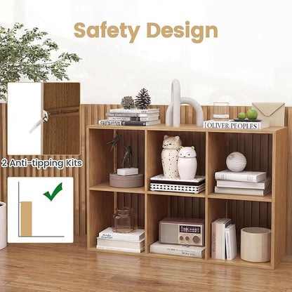 POWERSTONE 6 Cube Storage Organizer, 3 Tier Cubby Bookshelf Freestanding - Image 5