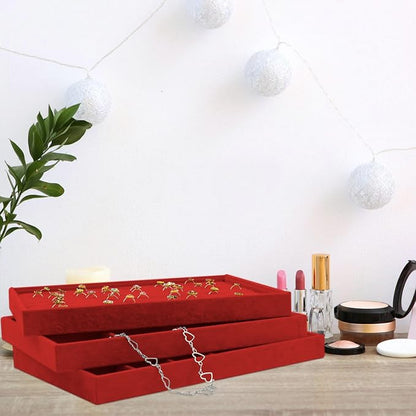 Rocutus Jewelry Trays, 3 Pack Stackable Velvet Jewelry Organizer Tray Drawer - Image 5