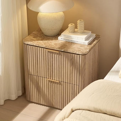 Fluted Nightstand Set of 2, Bedside Table - Image 2