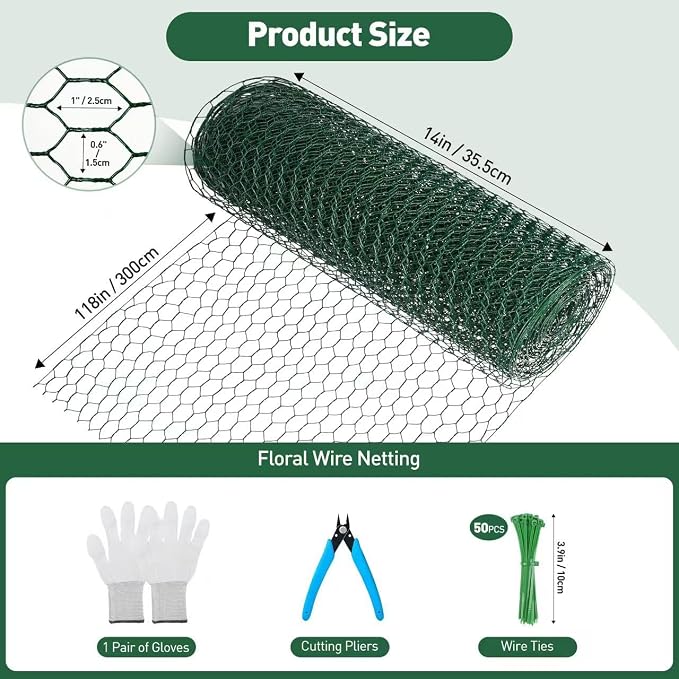 14"×118" Floral Wire Netting, Garden Fencing, Protect Poultry and Plant - Image 2