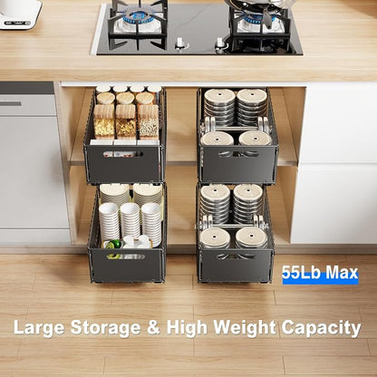 Mustorn 2 Pack Pull Out Cabinet Organizer, Slide Out Drawers - Image 4