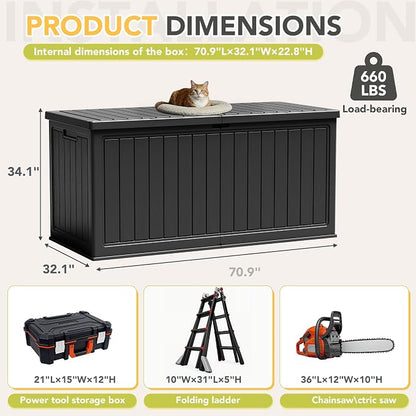 270 Gallon HDPE Deck Box Outdoor Indoor Waterproof Storage Box - Image 6