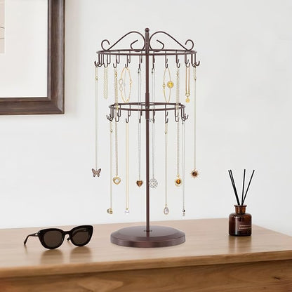 iDavosic.ly 2 Tier Rotating Necklace Holder Organizer - Image 7
