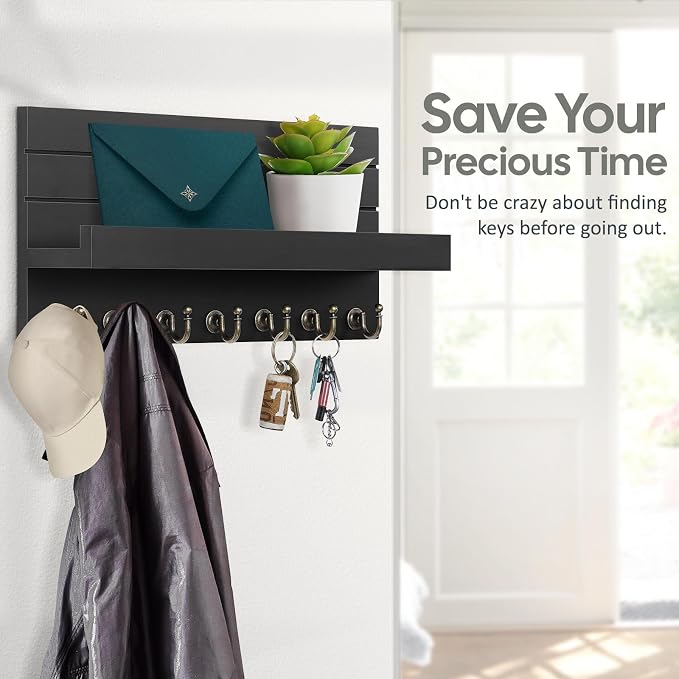 HONJIN Key Holder for Wall: Upgraded 7 Sturdy Key Hooks Easy Installation Mail - Image 3