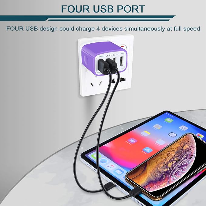 USB Wall Charger, Charging Block, AILKIN 2-Pack 4.8A/5V 4 Port USB Plug | - Image 5