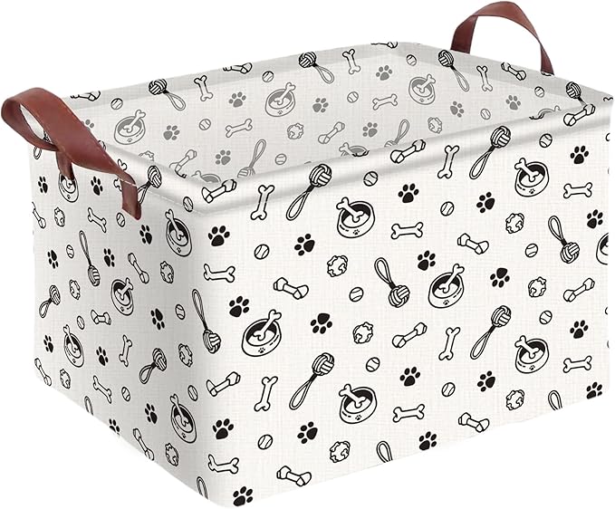 Dog Paw Storage Basket Waterproof Canvas Toy Storage Bin Storage Organizer by AmazerPad