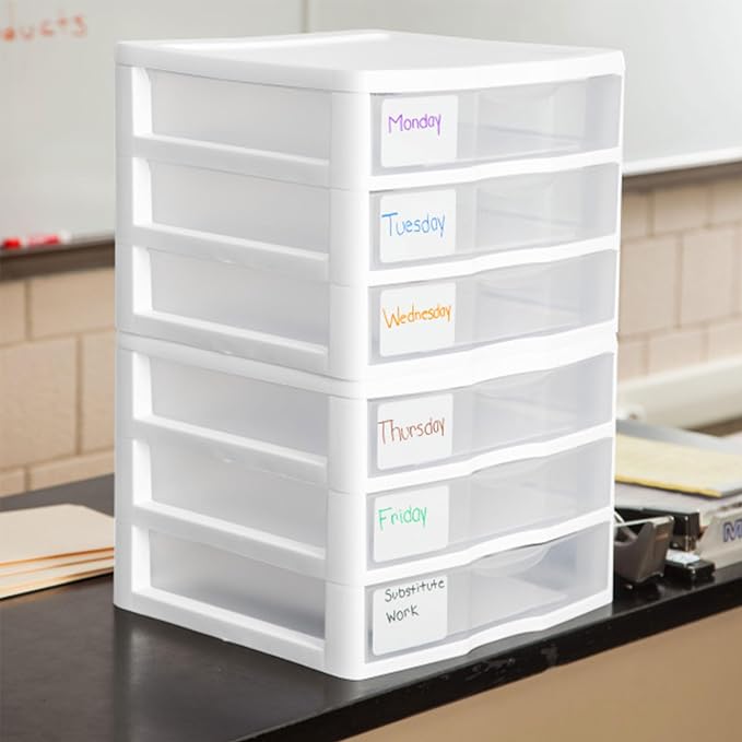 Sterilite 6-Pack Wide 3 Drawer Unit, Plastic Desktop Organizer - Image 9