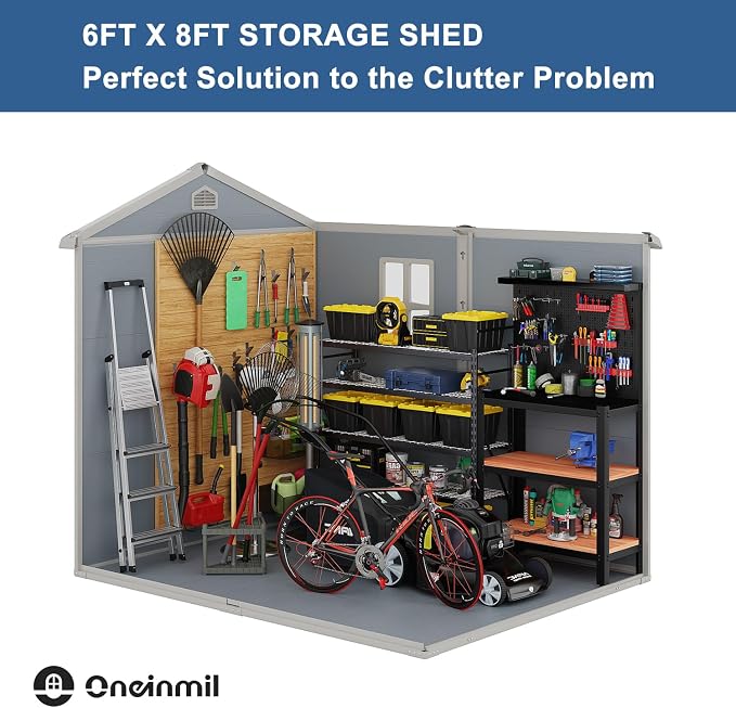 Outdoor Storage Shed, 8X6 FT Resin Shed - Image 4
