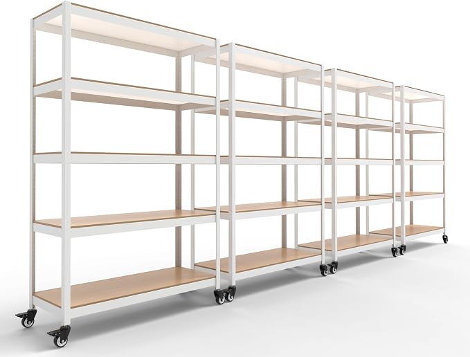 HOMEDANT House White 5-Tier Metal Boltless Rolling Cart Shelf Rack Casters by TheBestOrganizingSolution