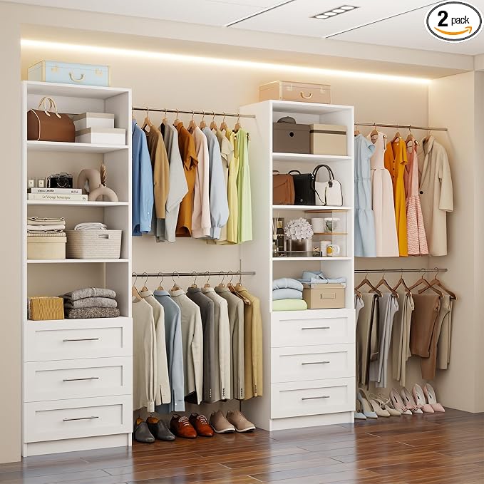 Closet System with 6 Drawers, 5-14FT Custom Closet Organizer System with 8 by fastgo