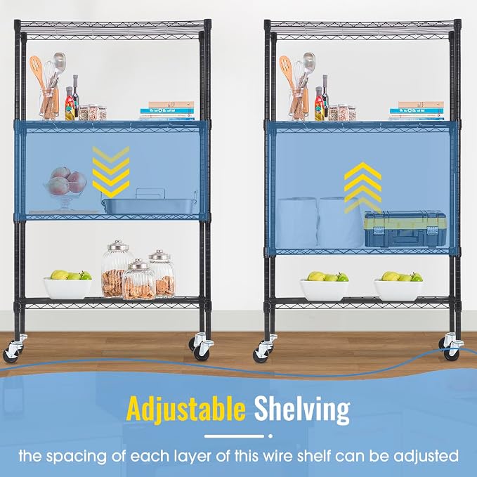 PayLessHere | 4-Tier Wire Shelf | 36"x14"x62" | Black | Adjustable Racks | - Image 8