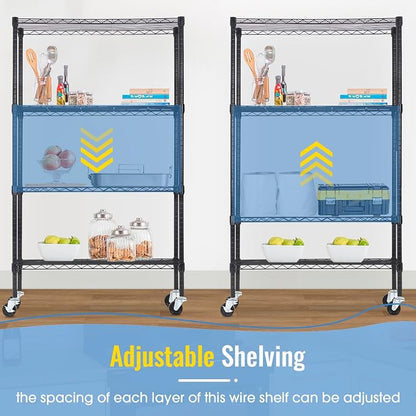 PayLessHere | 4-Tier Wire Shelf | 36"x14"x62" | Black | Adjustable Racks | - Image 8