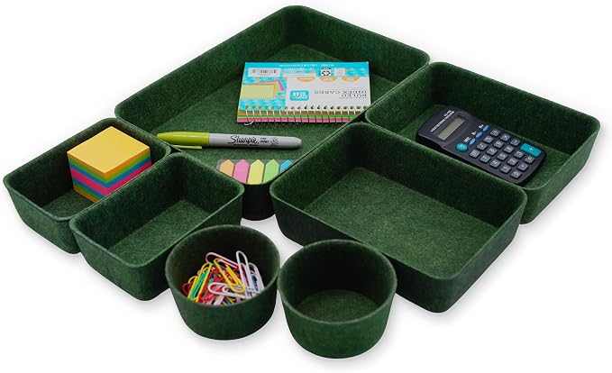 Welaxy Felt Desk Drawer Organizer Trays, 7-Piece Storage Bins by Welaxy