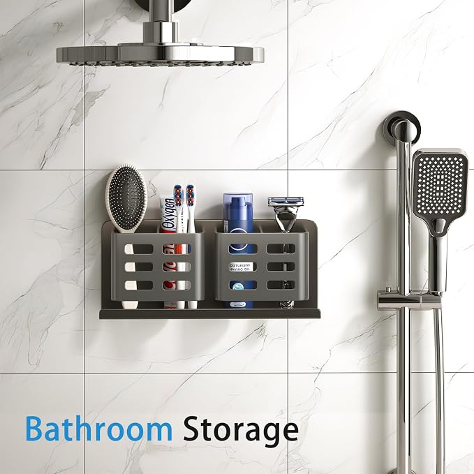 Aluminum Toothbrush Holder Self-Adhesive Hanging Bracket Shower Toothbrush - Image 9
