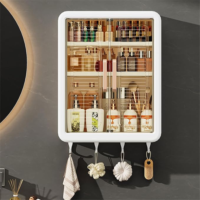 Without Drilling Wall Mounted Makeup Organizers Large Capacity Bathroom Storage - Image 4