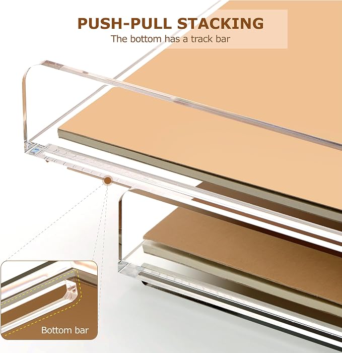2 Pack- Stackable Paper Letter Tray, A4 File Tray Desk Organizer, Acrylic Desk - Image 5