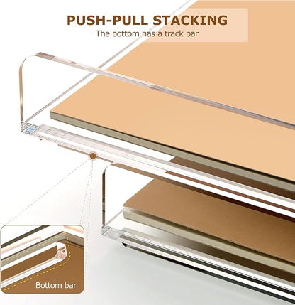 2 Pack- Stackable Paper Letter Tray, A4 File Tray Desk Organizer, Acrylic Desk - Image 5