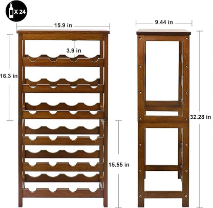 Wine Rack Free Standing Floor, 6-Tier 24 Bottles Display Wine Storage Shelves - Image 2