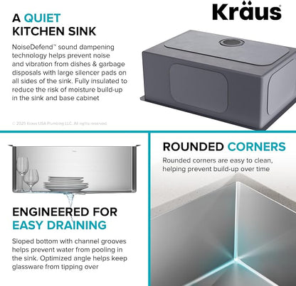 KRAUS Standart PRO 28-inch 16 Gauge Undermount Single Bowl Stainless Steel - Image 10
